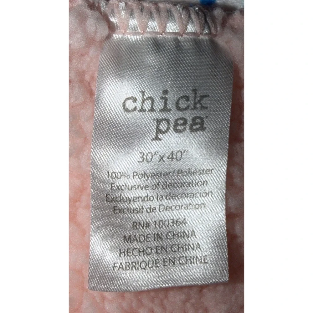 Chick Pea Floral Baby Blanket Silky Sherpa Pink White Blue 30 x 40